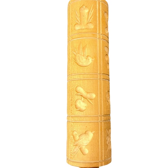 Wood Springerle Rolling Pin 16 Designs Vintage - Picture 5 of 8